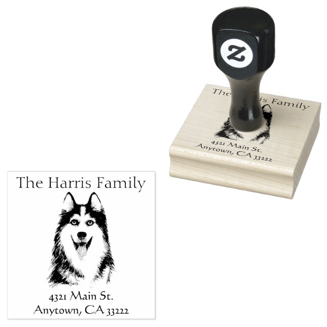 Happy Husky Personalisiert Rubber Briefmarke Gummistempel (Stempel)