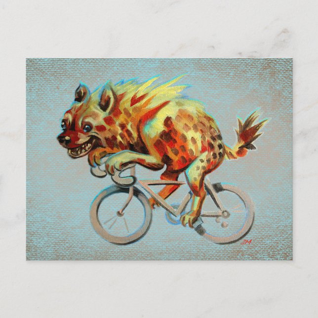 Happy Hyena Reiten auf dem Bike Postkarte (Vorderseite)