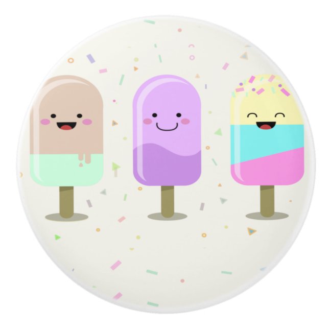 Happy Ice Cream Lächeln Bars & Popsicles Keramikknauf (Vorderseite)