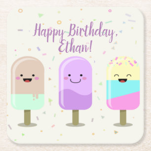 Happy Ice Cream Lächeln Bars & Popsicles Rechteckiger Pappuntersetzer