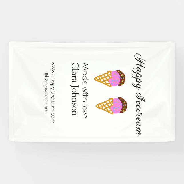 Happy Icecream hinzufügen Namen Website Social Med Banner (Horizontal)