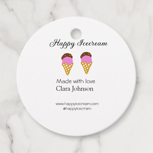 Happy Icecream hinzufügen Namen Website Social Med Geschenkanhänger (Vorderseite)