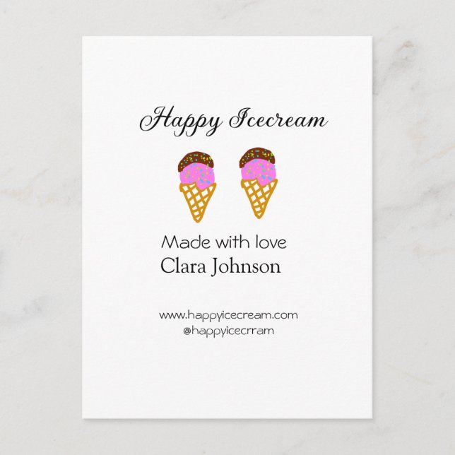 Happy Icecream hinzufügen Namen Website Social Med Postkarte (Vorderseite)
