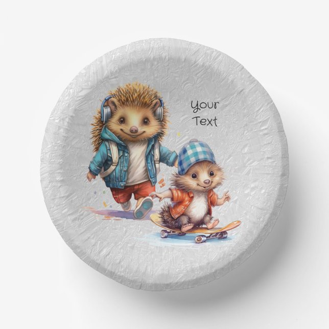 Happy Igel Aquarellpapier Bowl Pappteller (Vorderseite)
