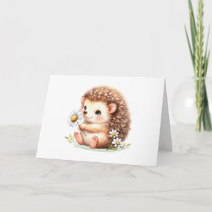 Happy Igel mit Daisies Niedlich Blank Gruß Karte
