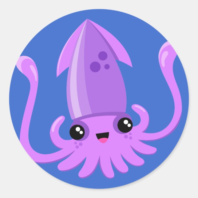 Happy Ika Runder Aufkleber (Vorderseite)
