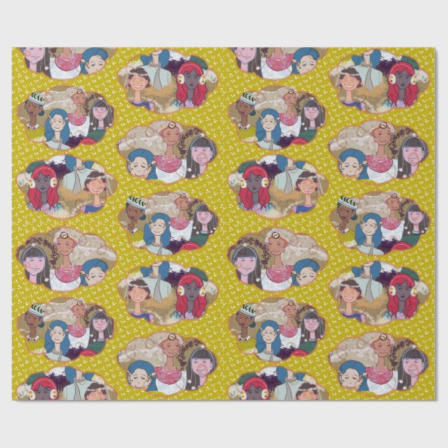 Happy Illustrated Gift Wrapping Paper Geschenkpapier (Flach)