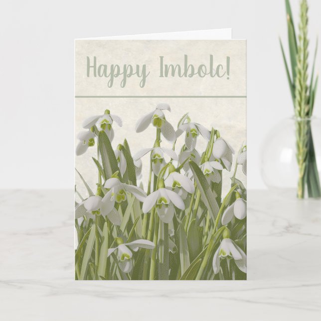 Happy Imbolc Snowdrops Feiertagskarte (Vorderseite)