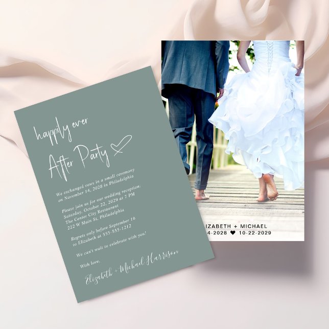 Happy immer nach dem Foto Hochzeit Empfang Einladung (An chic Happily Ever After Party invitation for your wedding celebration)