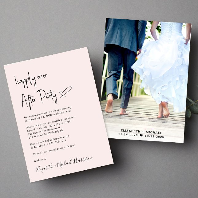 Happy immer nach dem Foto Hochzeit Empfang Einladung (An chic Happily Ever After Party invitation for your wedding celebration)