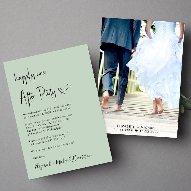Happy immer nach dem Foto Hochzeit Empfang Einladung (An chic Happily Ever After Party invitation for your wedding celebration)