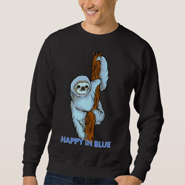 Happy in Blue Blue Sloth Hanging Sweatshirt (Vorderseite)