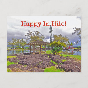 "HAPPY IN HILO" /LILIUOKALANI GARDENS POSTCARD POSTKARTE