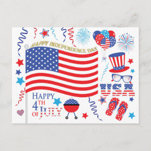 Happy Independence Day 4. Juli Red White Blue Postkarte