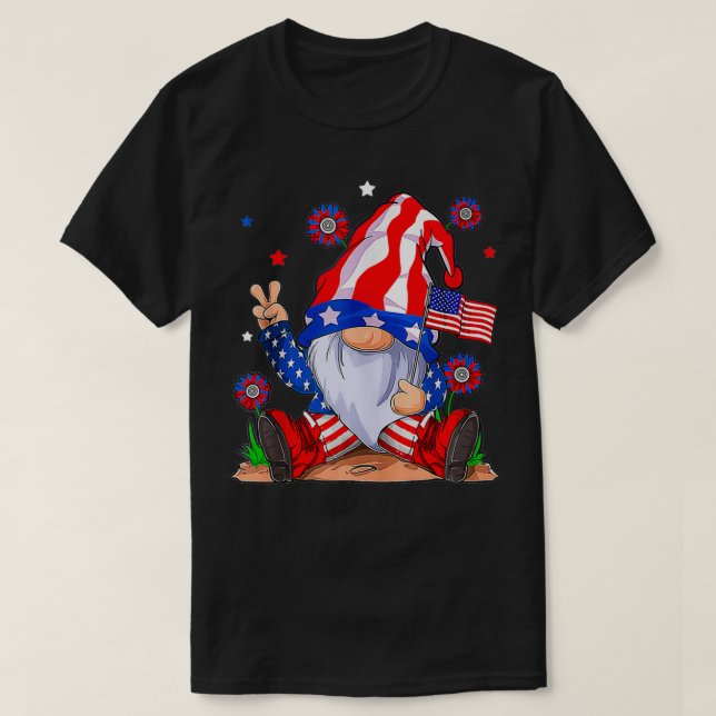 Happy Independence Day 4th Of July Gnome american  T-Shirt (Design vorne)