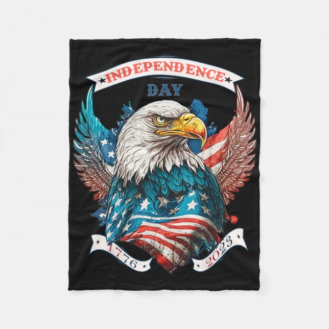 Happy Independence Day American Eagle and US Flag Fleecedecke (Vorderseite)
