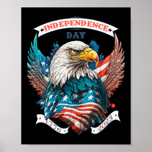 Happy Independence Day American Eagle and US Flag Poster