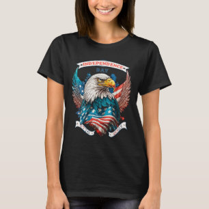 Happy Independence Day American Eagle and US Flag T-Shirt
