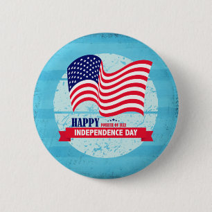 Happy Independence Day American Flag Illustration Button