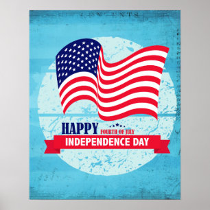 Happy Independence Day American Flag Illustration Poster