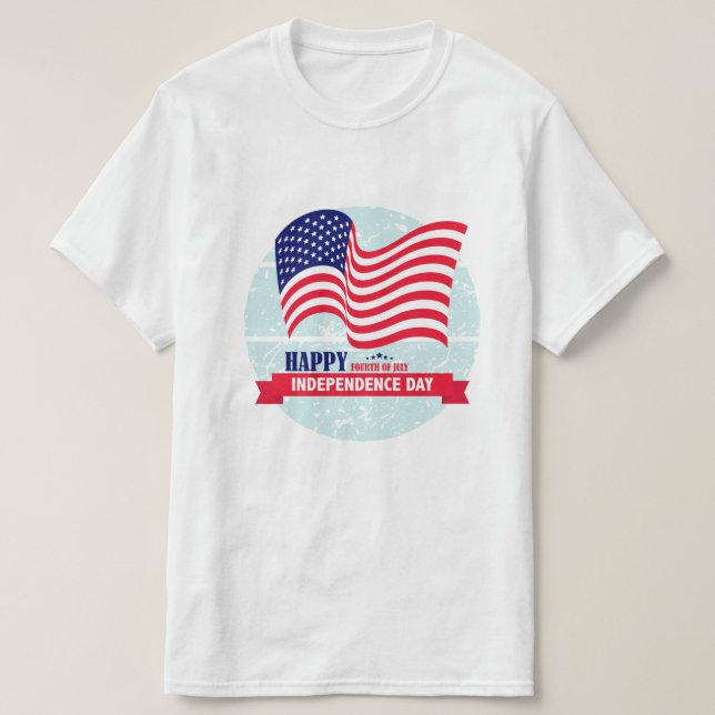 Happy Independence Day American Flag Illustration T-Shirt (Design vorne)