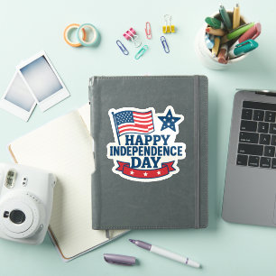 Happy Independence Day American Flag Sticker