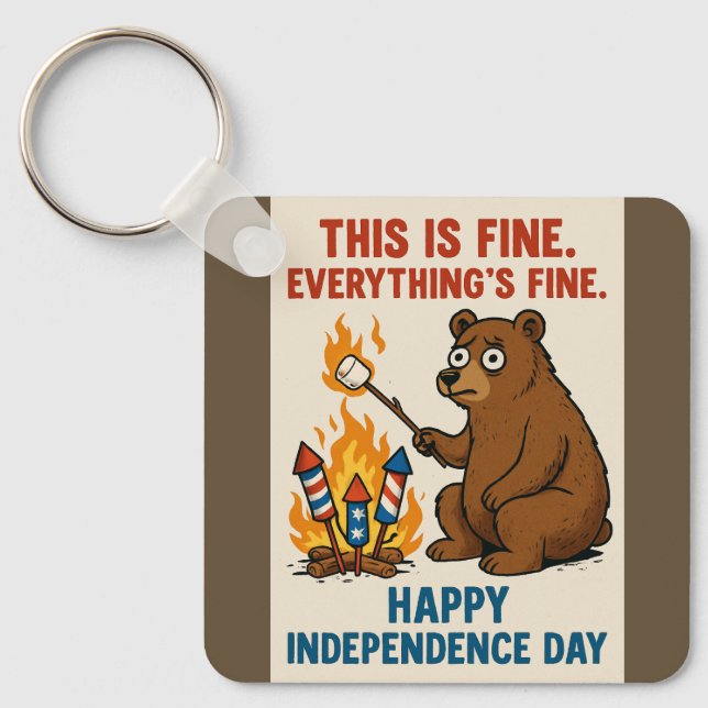Happy Independence Day Bear Schlüsselanhänger (Vorderseite)