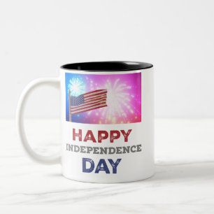 Happy Independence Day Fireworks Zweifarbige Tasse