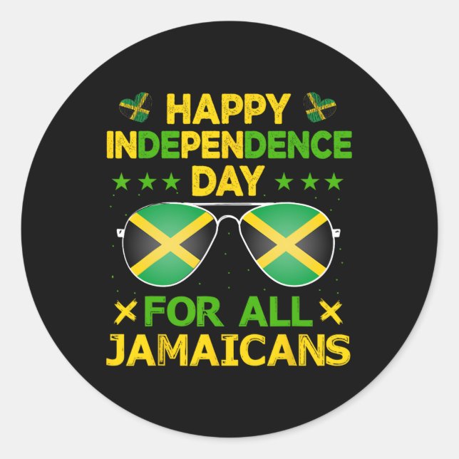 Happy Independence Day For All Jamaicans Sungles Runder Aufkleber (Vorderseite)