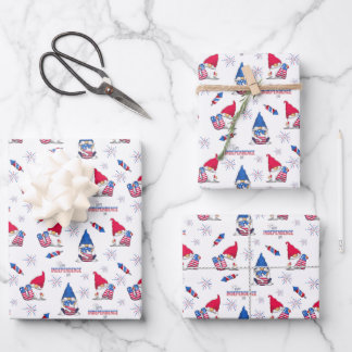 Happy Independence Day Gnome Fireworks 4. Juli USA Geschenkpapier Set