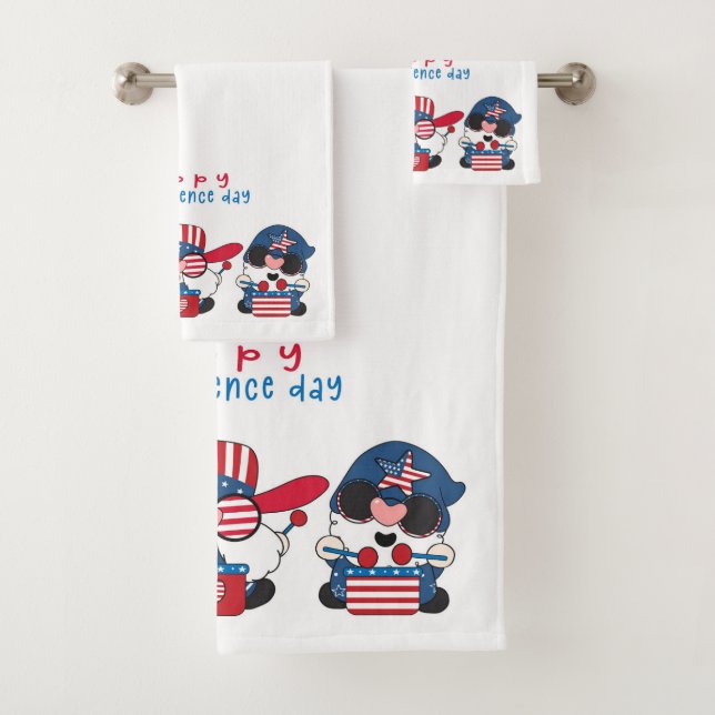 Happy Independence Day Gnomes Badhandtuch Set (Insitu)