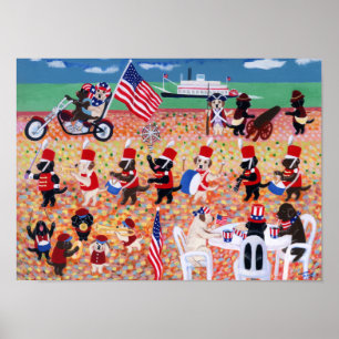 Happy Independence Day Labradors Artwork Poster