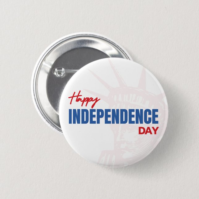 Happy Independence Day Liberty Silhouette Button (Vorne & Hinten)