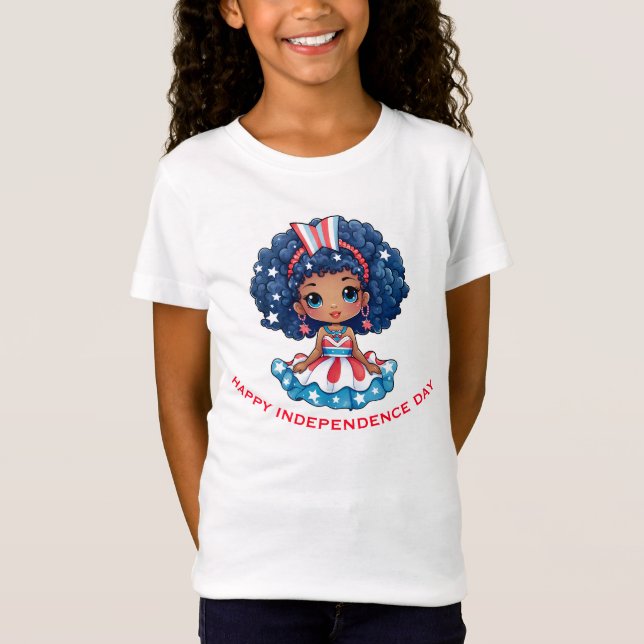 Happy Independence Day Niedlich American Doll T-Shirt (Vorderseite)