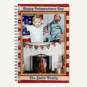 Happy Independence Day Patriotic Custom 3 Foto Notizbuch