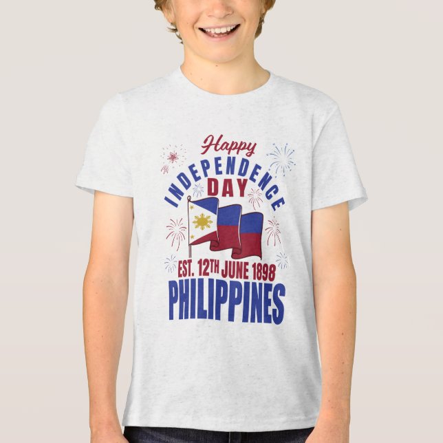 Happy Independence Day Philippines Pinoy Filipino Tri-Blend Shirt (Vorderseite)
