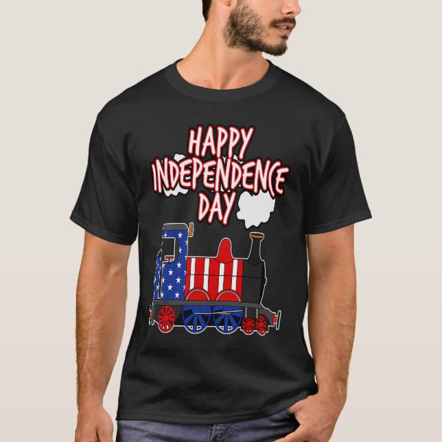 Happy Independence Day Train American Flag USA 4th T-Shirt (Vorderseite)