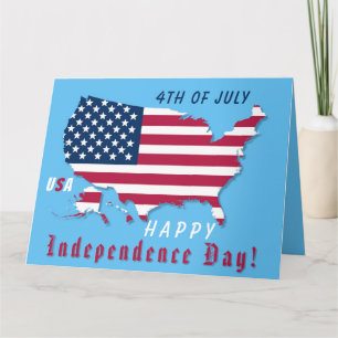Happy Independence Day USA Map Flag Red White Blue Karte