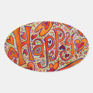 Happy Inspirational Word Art Sticker Decals