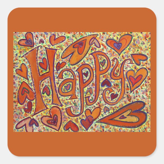 Happy inspirierende Word Art Decal Sticker (Vorderseite)