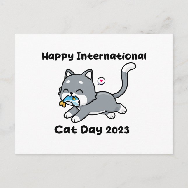 Happy International Cat Day 2023 Postkarte (Vorderseite)