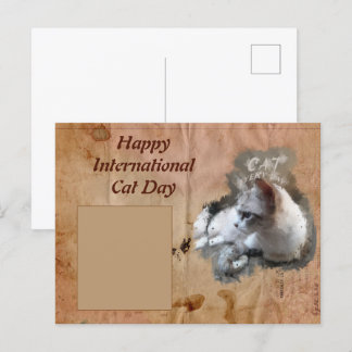 Happy International Cat Day Postcard Postkarte