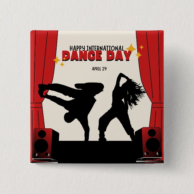 Happy International Dance Day | Welttanztag Button (Vorderseite)