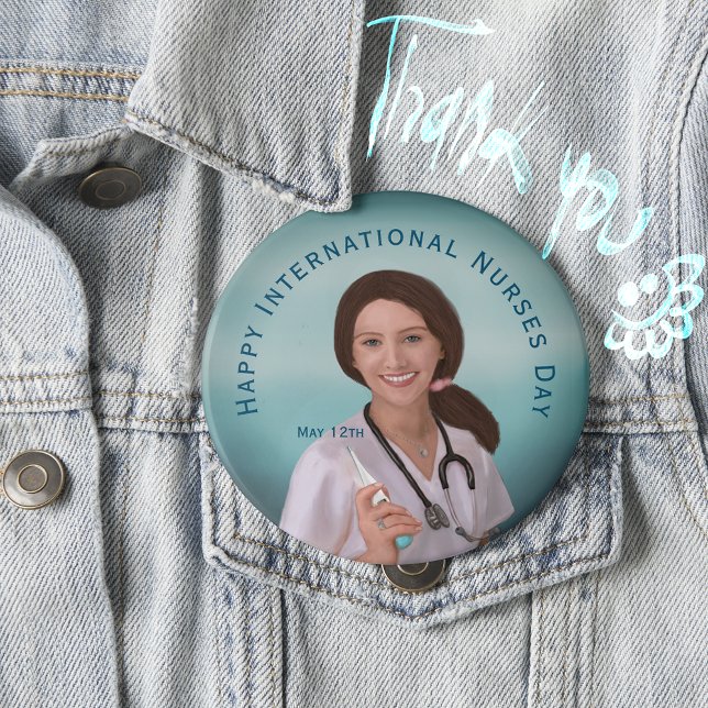 Happy International Nurses Day with Nurse Button (Happy International Nurses Day with Nurse Button)