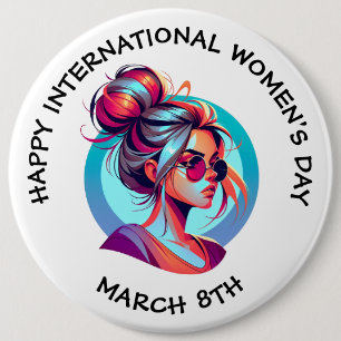 Happy International Women's Day   März 8. Button