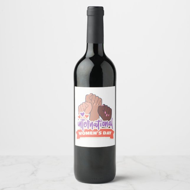 Happy International Women's Day Weinetikett (Vorderseite)