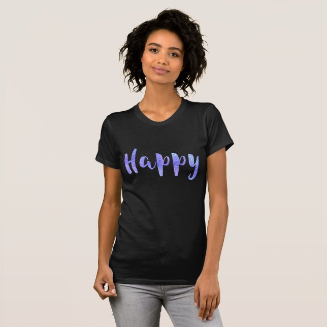 HAPPY Iridescent Hübsche Lila Script Girls T-Shirt (Vorne ganz)