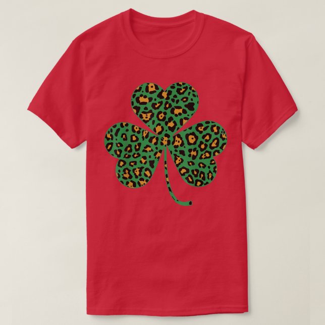 Happy Irish Kleeblatt Leopard Funny St T-Shirt (Design vorne)