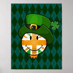 Happy irish Union Jack Flag in einem Leprechaun Hu Poster