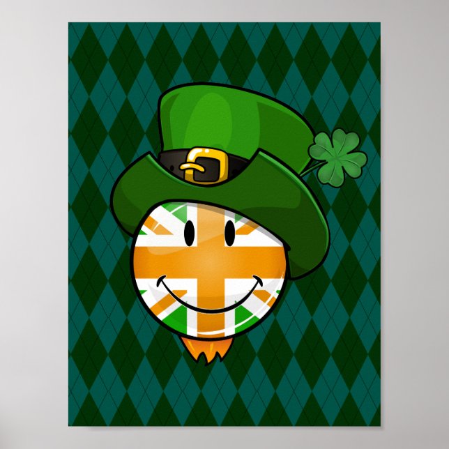 Happy irish Union Jack Flag in einem Leprechaun Hu Poster (Vorne)